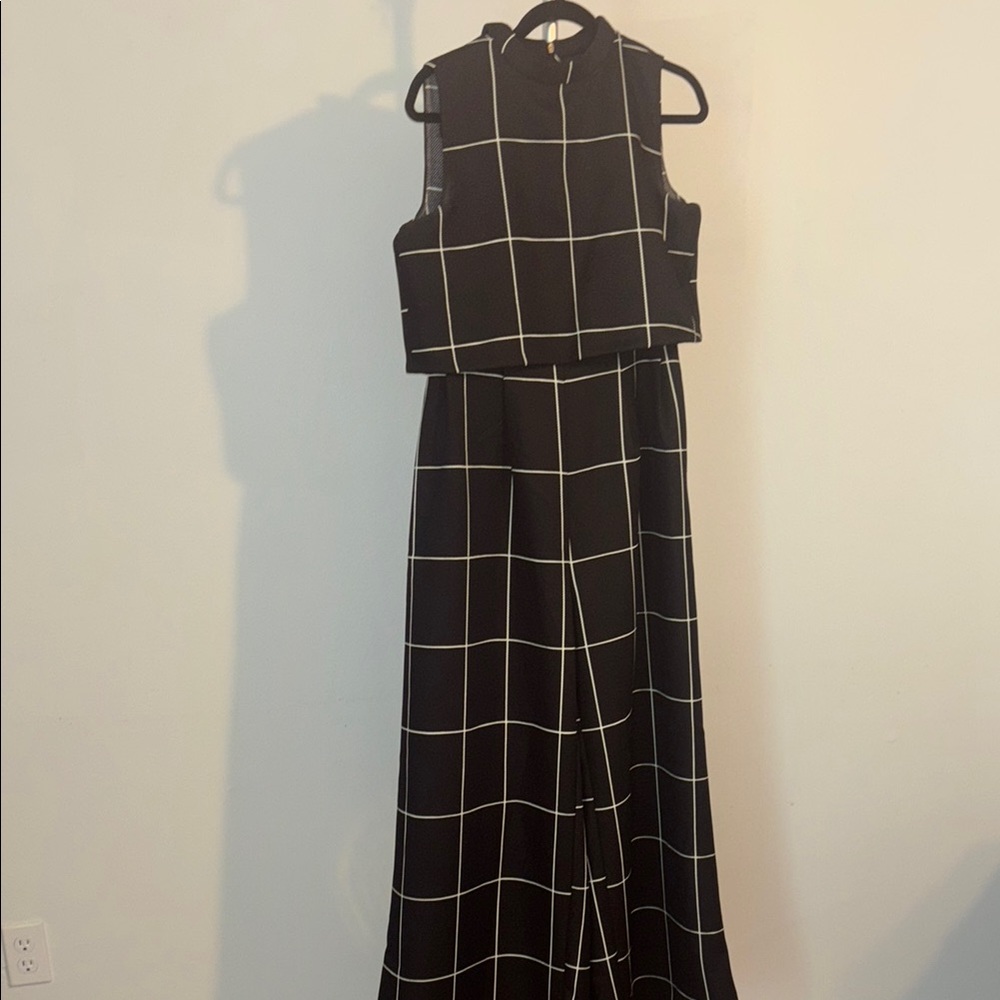 Gracia Black and White Grid Jumpsuit